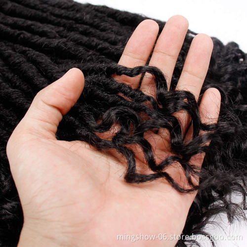 Wholesale crochet hair vendors pre - looped goddess locs crochet braids crochet braid hair faux locs with curly ends wavy faux